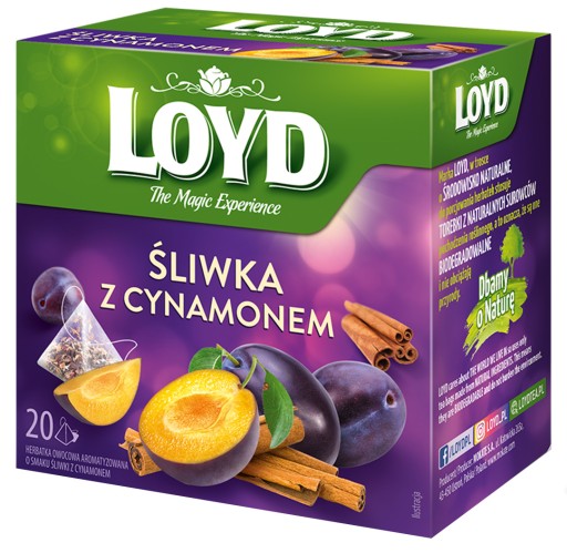 Ovocný čaj Slivka a škorica Čaj Ostružina List Sladké drievko 20 T. LOYD