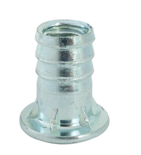 Zásuvka 10x M6 x 14 mm s golierom, tepaná nábytková vložka na drevo, nožičky