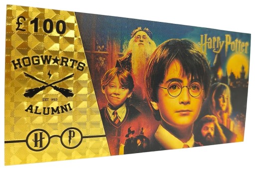 Harry Potter 100 librová krásna pozlátená bankovka