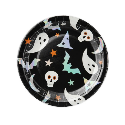 Papierové taniere Halloween Ghost - 18 cm, 6 ks.