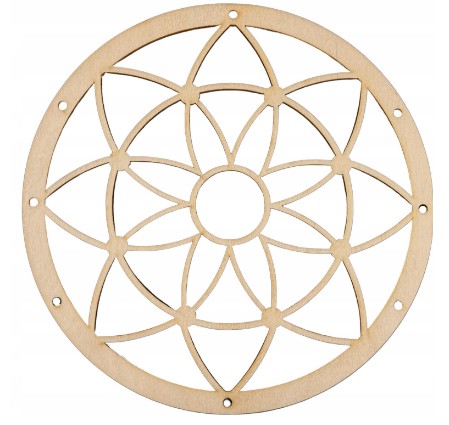LAPAČ SNOV DREVENÝ ZÁKLAD MANDALA PRELÁŠKOVANÝ 18CM KVET