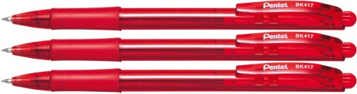 PENTEL BK417 WOW RED AUTOMATICKÉ GULIČKOVÉ PERO x3