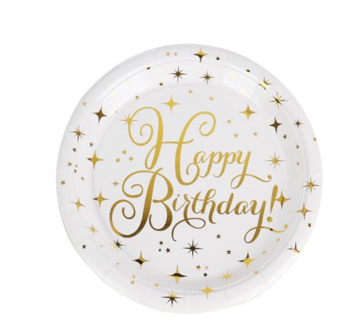 HAPPY BIRTHDAY papierové taniere 18cm narodeninové