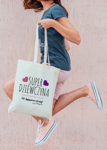 Bavlnená nákupná taška SUPER GIRL