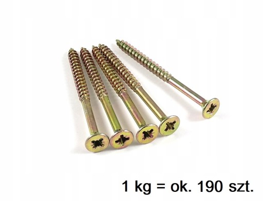 Skrutky do dreva kalené 4,5x80 mm 1kg POZINKOVANÉ, zlatožlté