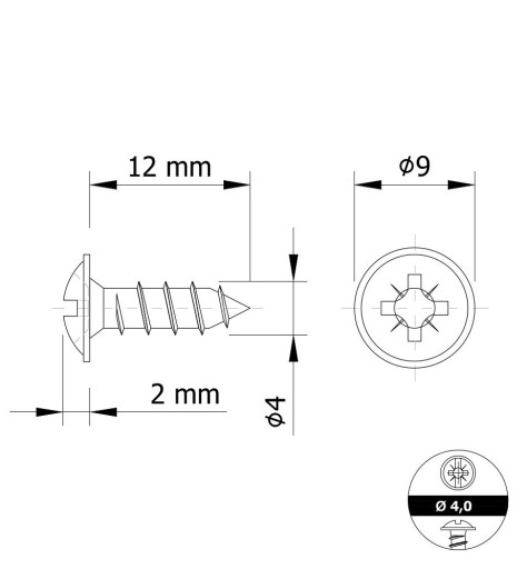 Skrutky do tvrdeného dreva 4,0 x 12 mm s podložkou