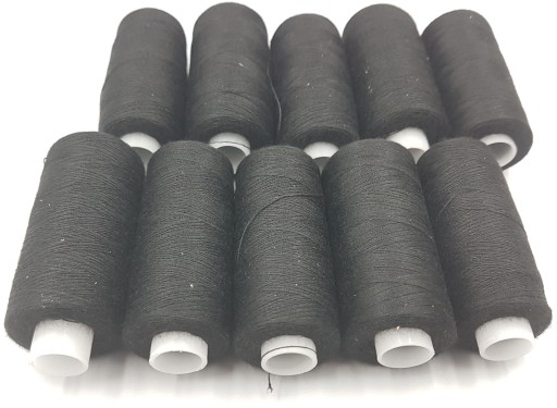 STROJOVÉ NITE, odolný polyester, 10 ks čierny šijací stroj