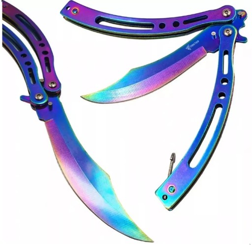 Šikmý nôž OSTRÝ Tréningový motýľ DÚHA 23cm