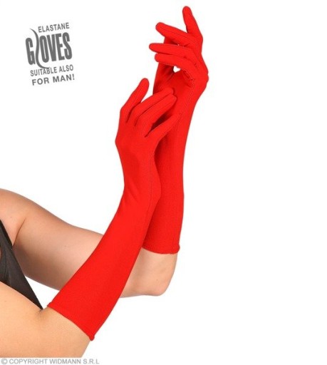 ČERVENÉ RUKAVICE LYCRA 37 CM RETRO BAL UNISEX
