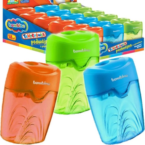 1 ks Dvojité strúhadlo na tenké a hrubé pastelky s nádobkou BAMBINO