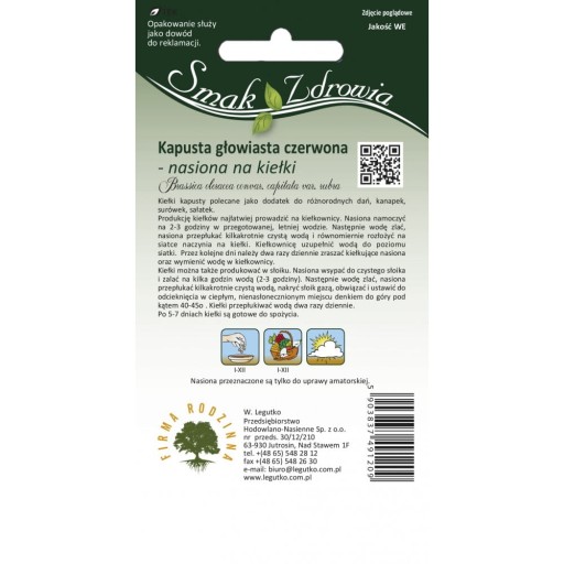 Semená na klíčky, hlavná kapusta. 10g BIO - Semená - W. Legutko