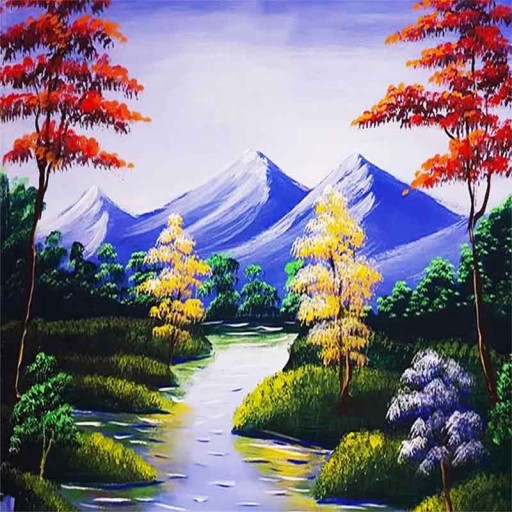 DIAMANTOVÁ MOZAIKA VÝŠIVKA DIAMANTOVÝ PRÚD V HORÁCH 40X30CM