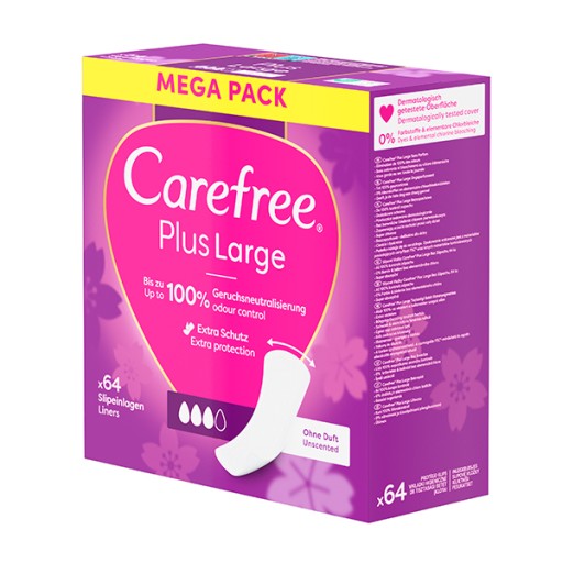 CAREFREE Plus Veľké hygienické vložky Light Scent 64 ks