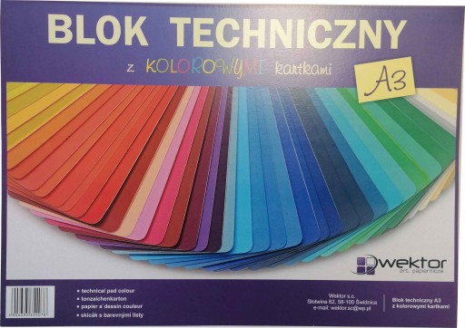 Technický blok A3 s farebnými kartami 1 ks