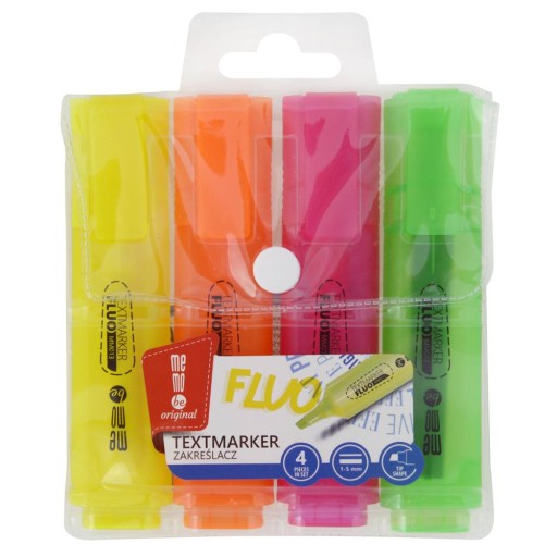 Memobe Neon zvýrazňovače 4 farby v puzdre