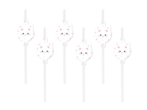 Papierové narodeninové slamky SWEET CAT 6 ks