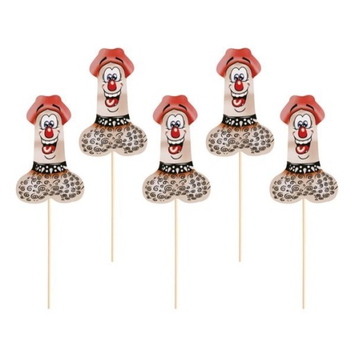 Ozdoby na cupcaky a maškrty Slepačia párty Peniski Wacki 12,5cm 6ks