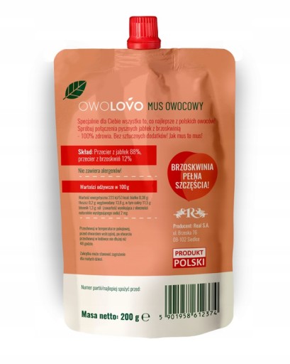 OWOLOVO Jablkovo-broskyňová pena 200 g