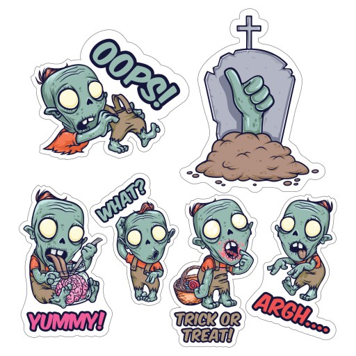 HALLOWEENSKÉ NÁLEPKY NA OKNO Zombie dekorácia 6 ks