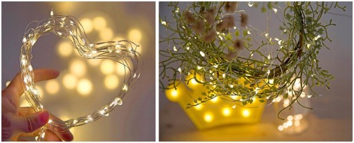BIELE drôtené svetlá, 30 LED batérií na ozdobu vianočného stromčeka