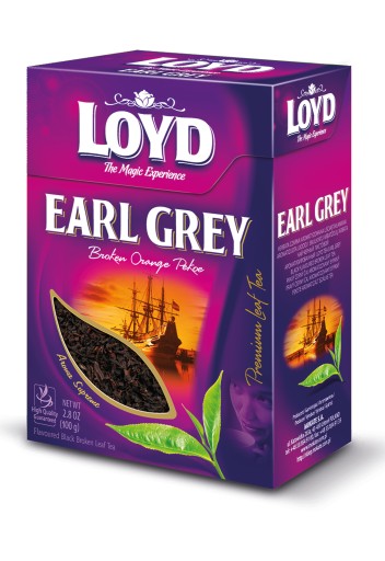Prémiový čierny čaj Earl Grey kvalitné lístky 100g LOYD