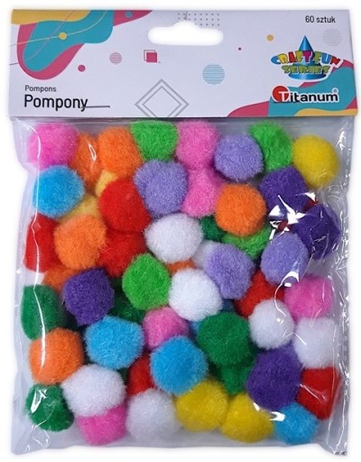 Ozdobné farebné pompony 20mm 60 ks kreatívne Titanum