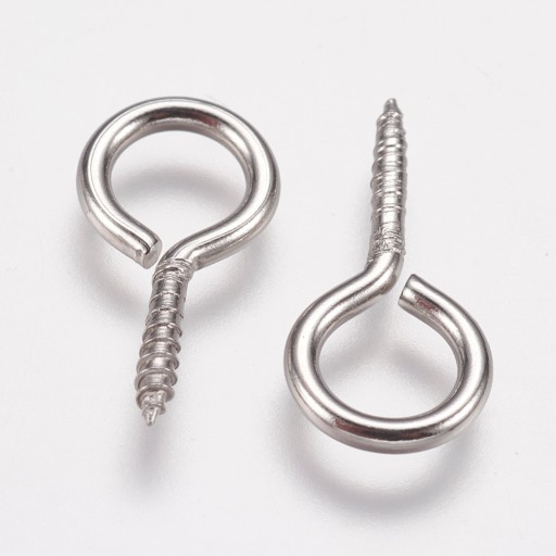 Háčiky Skrutky so slučkou, oceľové, pre polodierkové korálky, 17x9x2mm, 20ks