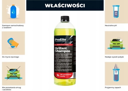 ProElite Brilliant Shampoo Účinný tekutý šampón s voskom do auta 1L