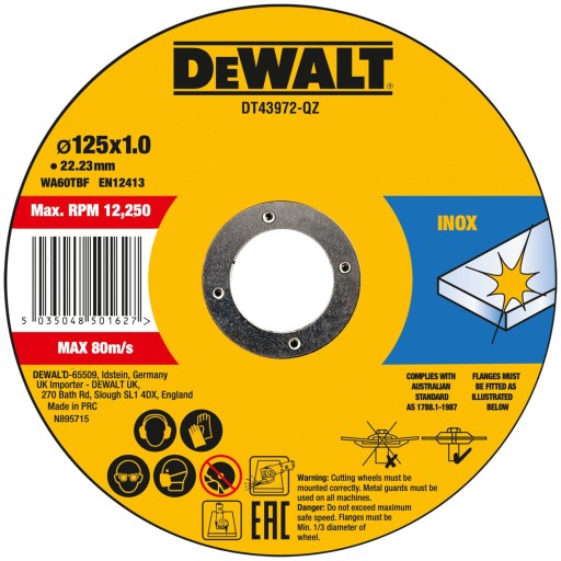 DEWALT Rezný kotúč na kov 125 mm x 1 mm DT43972
