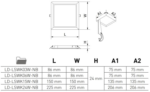 LOUIS LED stropné svietidlo IP54 240lm zápustné