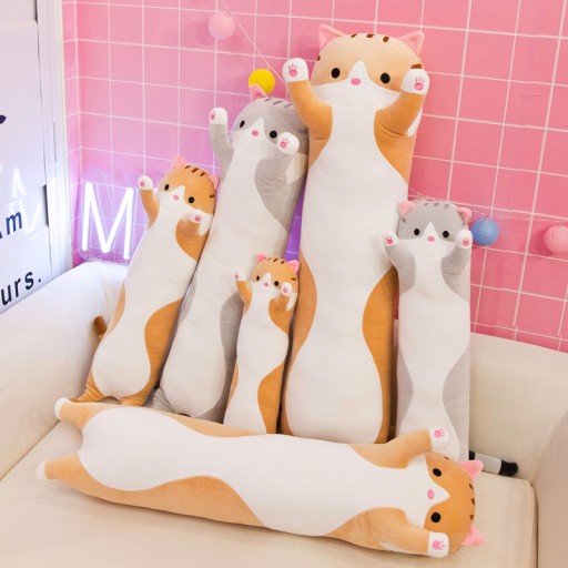 Dlhý vankúš maskota pre mačiatko plyšová mačka 50 cm XXL