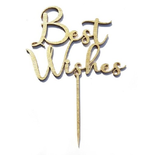 Topper Best Wishes Nápis na všetko najlepšie ZLATÝ
