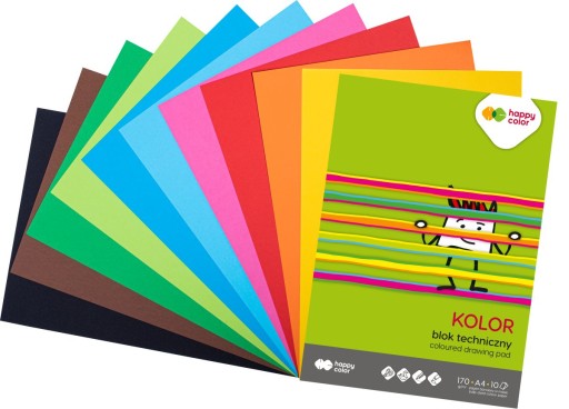 Farebný technický blok A4 170g 10 listov Happy Color