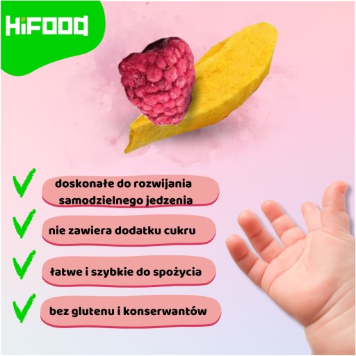 OVOCNÉ ČIPSKY Malina-Mango 40g HiFOOD ZDRAVÁ OBJÍDKA 12m+