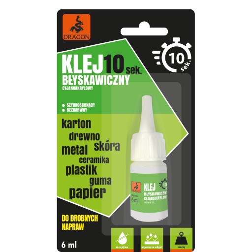 10-sekundové kyanoakrylátové lepidlo 6 ml Dragon