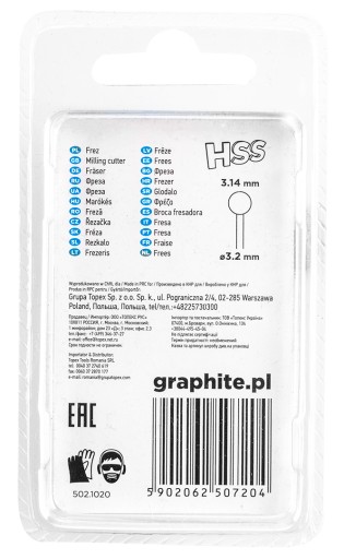 HSS fréza guľa 3,14 mm, stopka 3,2 mm, 2 ks.