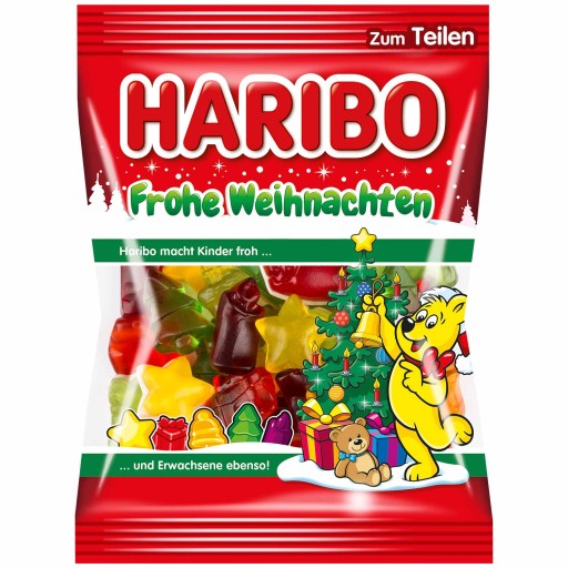 Haribo Fruit and Foam Jelly Veselé Vianoce mix Na Vianoce Santa Claus 200g DE