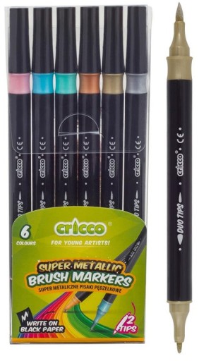 Cricco 6x kovové obojstranné perá so štetcom