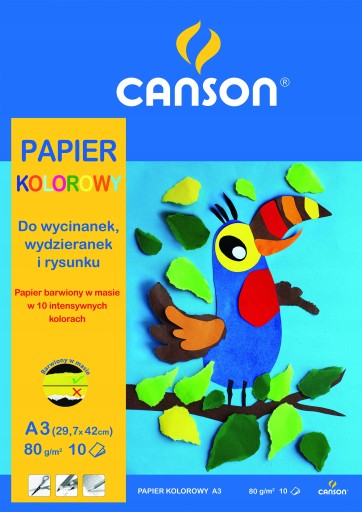 Blok COLOR papiera, formát A3, na výtvarné práce, 10 listov, 80g/m2