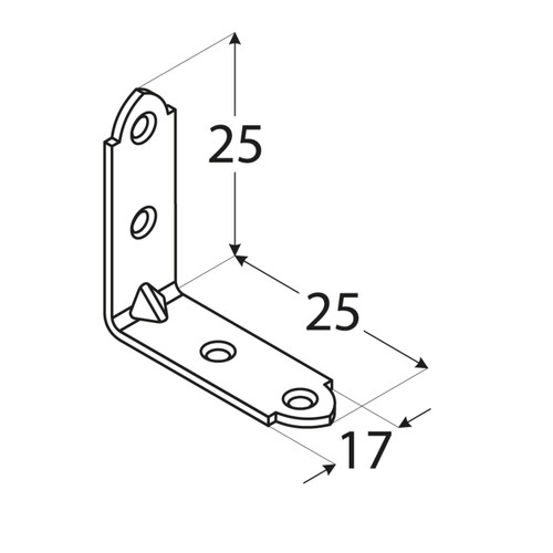 Uholník 25x25x14 Úzka montážna spojka, pozinkovaná
