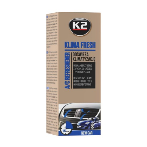 K2 KLIMA ČERSTVÁ KLIMATIZÁCIA ODSTRAŇOVAČ NAVY BLUE vôňa NOVÉ AUTO nové auto