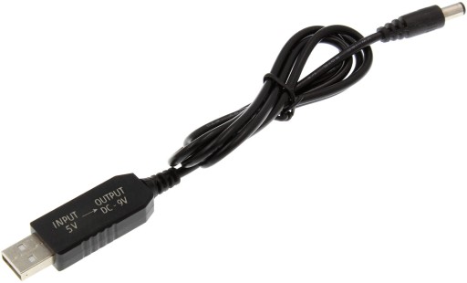 Kábel USB prevodník DC zástrčka 5,5x2,1mm 5V na 9V