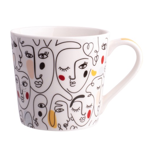 PORCELÁNOVÝ HRNČEK FACES Hrnček na kávu, kakao, 350ml