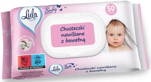 Vlhčené obrúsky Lula Baby Bavlnené Pop Up Click Top 50 kusov