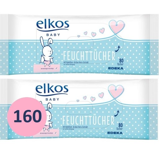 Vlhčené obrúsky pre deti a bábätká Aloe Harmanček Elkos 2x80 ks