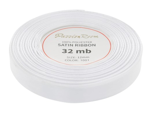 Saténová stuha na ozdobu svadobné prijímanie krstu 12mm 32mb biela