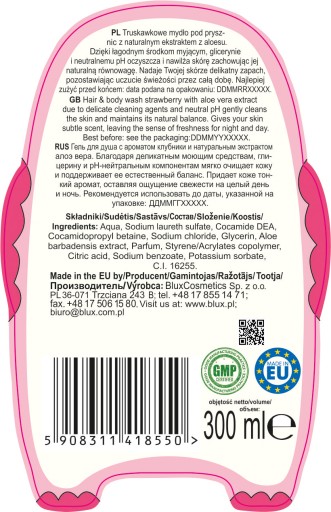KIDS jahodové sprchové mydlo s aloe 300 ml