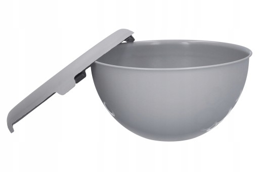 Veľká šedá plastová misa, 3 litre, s vekom, ideálna na šaláty, hranolky, gril
