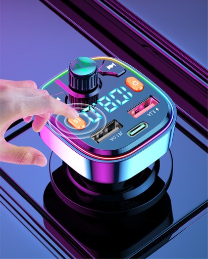 FM VYSIELAČ BLUETOOTH LED RGB MP3 SD BT FAST PD NABÍJAČKA 2xUSB QC 3.0