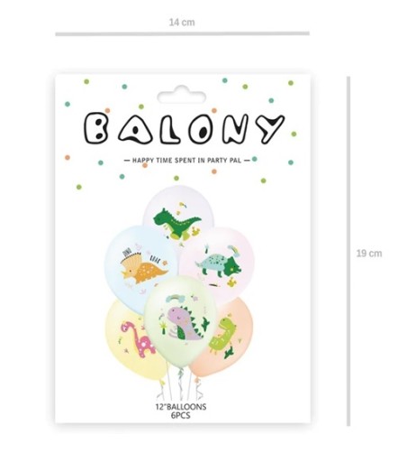 BALÓNKY narodeninové ozdoby PASTELOVÉ DEKORÁCIE DINO DINOSAUR 6 ks